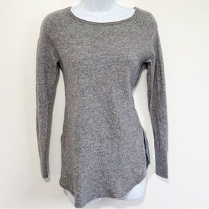 Halogen Cashmere and Wool Blend Long Sleeve Sweater Gray Small